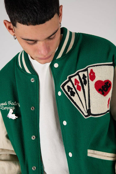 Hollywood Trading Company giacca COLLEGE - CARDS GREEN