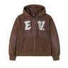 EVISU Heavy Weight Washed Ev Hoodie Brown | Blue Express