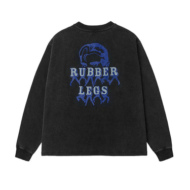 EVISU Seagull and Rubber Legs Print Relax Fit Long-sleeve T-shirt | Blue Express