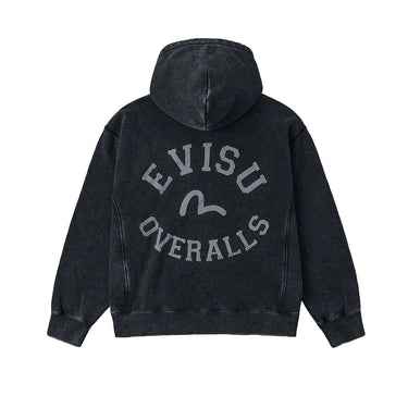 EVISU Washed Seagull and Logo Print Relax Fit Sweatshirt grey | Blue Express