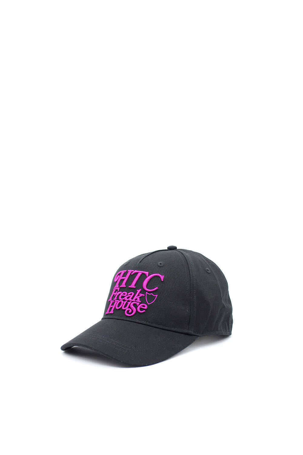 FREAK HOUSE CAP Black baseball cap , round crown with eyelets, Freak House logo embroidered on the front, adjustable strap on the back. One size fits all. 100% cotton. HTC LOS ANGELES