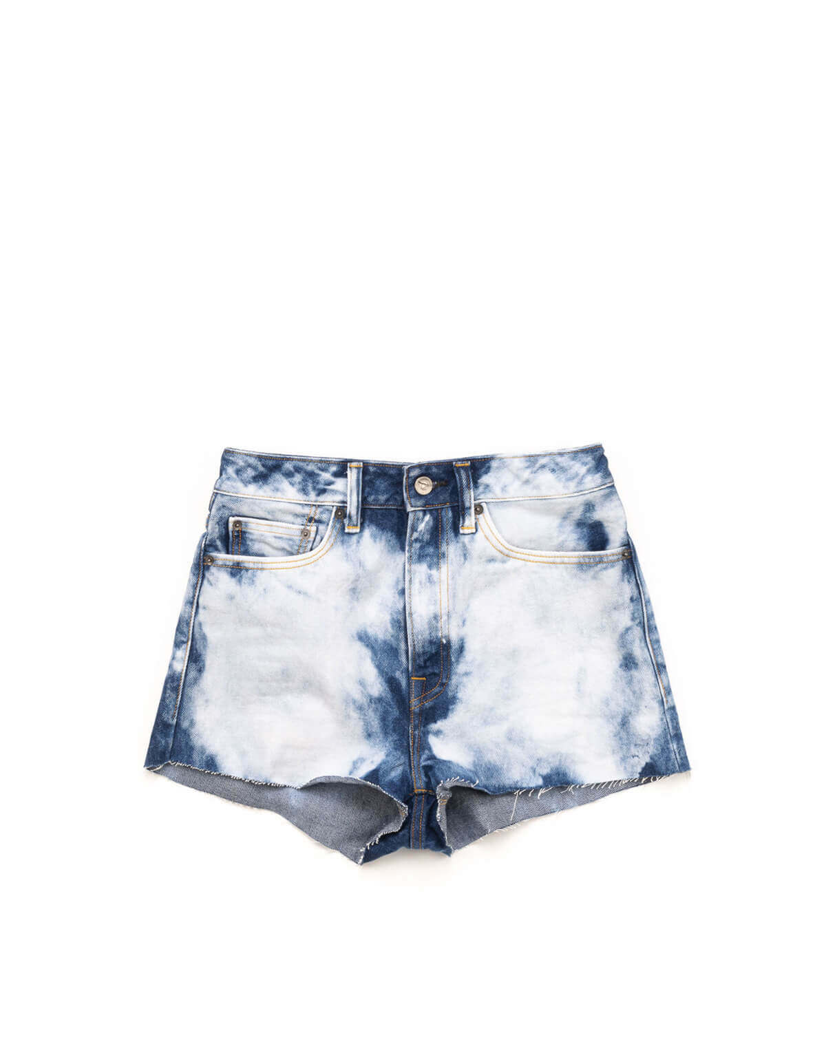 SD001 WASH 07 Tie dye denim 5 pockets shorts, zip and button closure. 100% cotton. Made in Italy. HTC LOS ANGELES