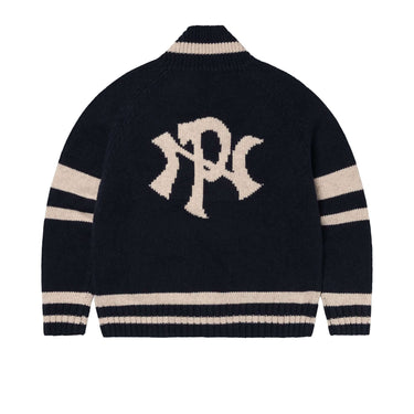 NO PROBLEMO MAGLIERIA NYP VARSITY ZIP THRU KNIT NAVY