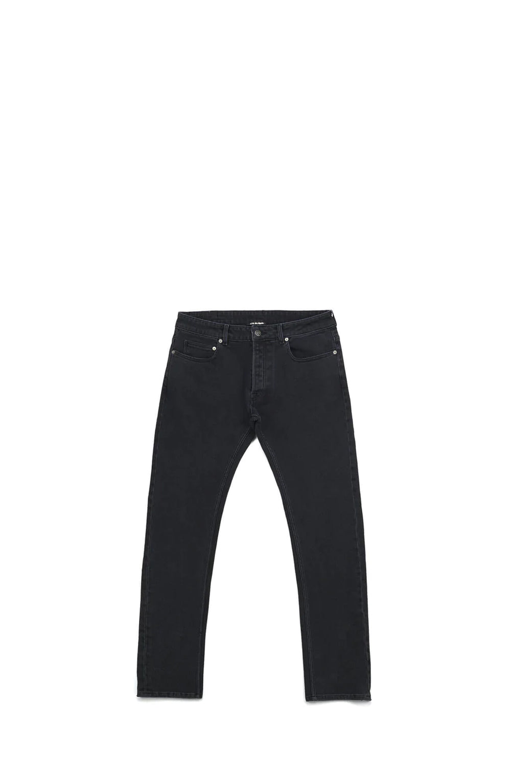 SLIM VINTAGE BLACK Slim fit jeans in black denim, 5 pockets, hidden front button closure. Metallic logo detail on the back. 98% cotton 2% elastane. Made in Italy. HTC LOS ANGELES