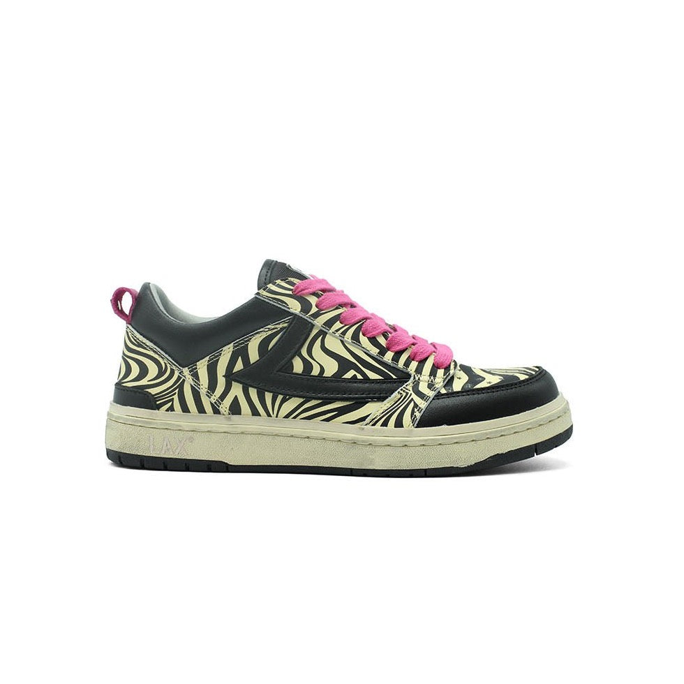 STARLIGHT ZEBRA LOW WOMAN Starlight Outline Low Woman Sneakers, back pull loop with metal logo detail, front lace-up closure. ZEBRA PRINTED LEATHER UPPER HTC LOS ANGELES