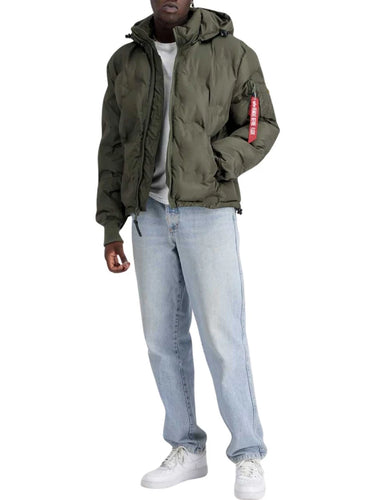 Alpha Industries Hooded Logo Puffer Alpha Industries Blue Express