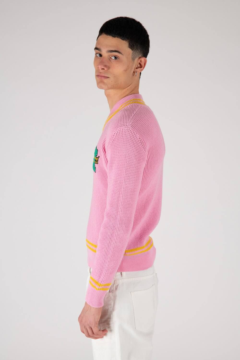 VISITOR Pink sweater with front logo patch. Composition: 100% Cotton HTC LOS ANGELES