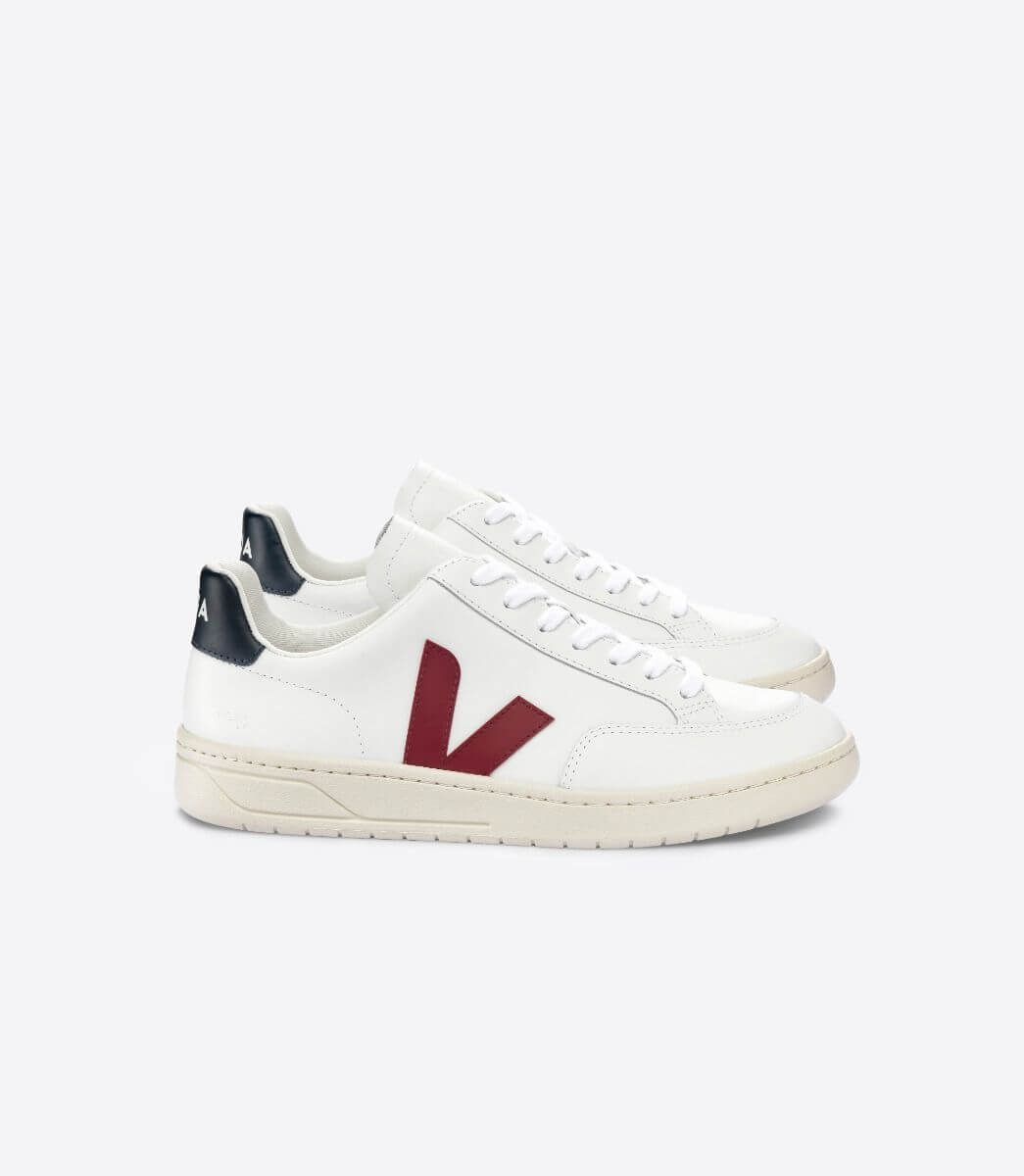 Veja V-12 Leather White Marsala Nautico