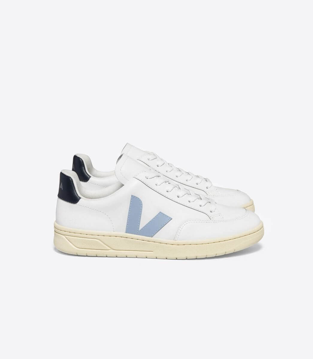 Veja V-12 Leather White Steel Nautico